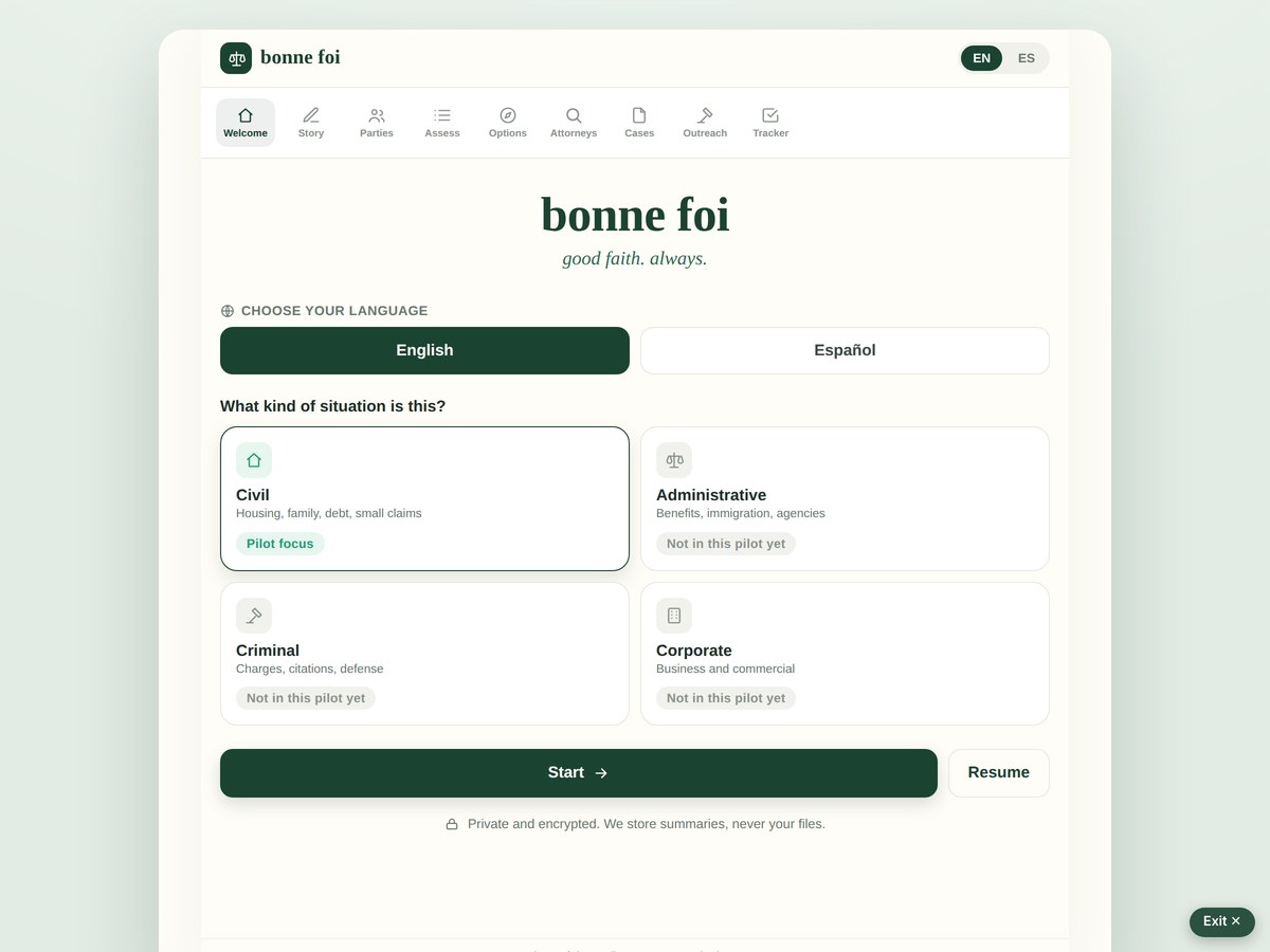 Honest triage: bilingual welcome